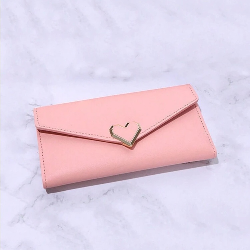 ⚠️Clearance Baby Pink Long Wallet With Heart - Picture 2 of 4